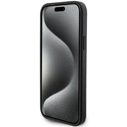 Karl Lagerfeld Saffiano Cardslot Karl&amp;Choupette Metal Pin case for iPhone 15 - black_4