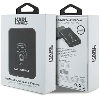 Karl Lagerfeld NFT Outline Ikonik MagSafe 5000mAh induction power bank - black_4