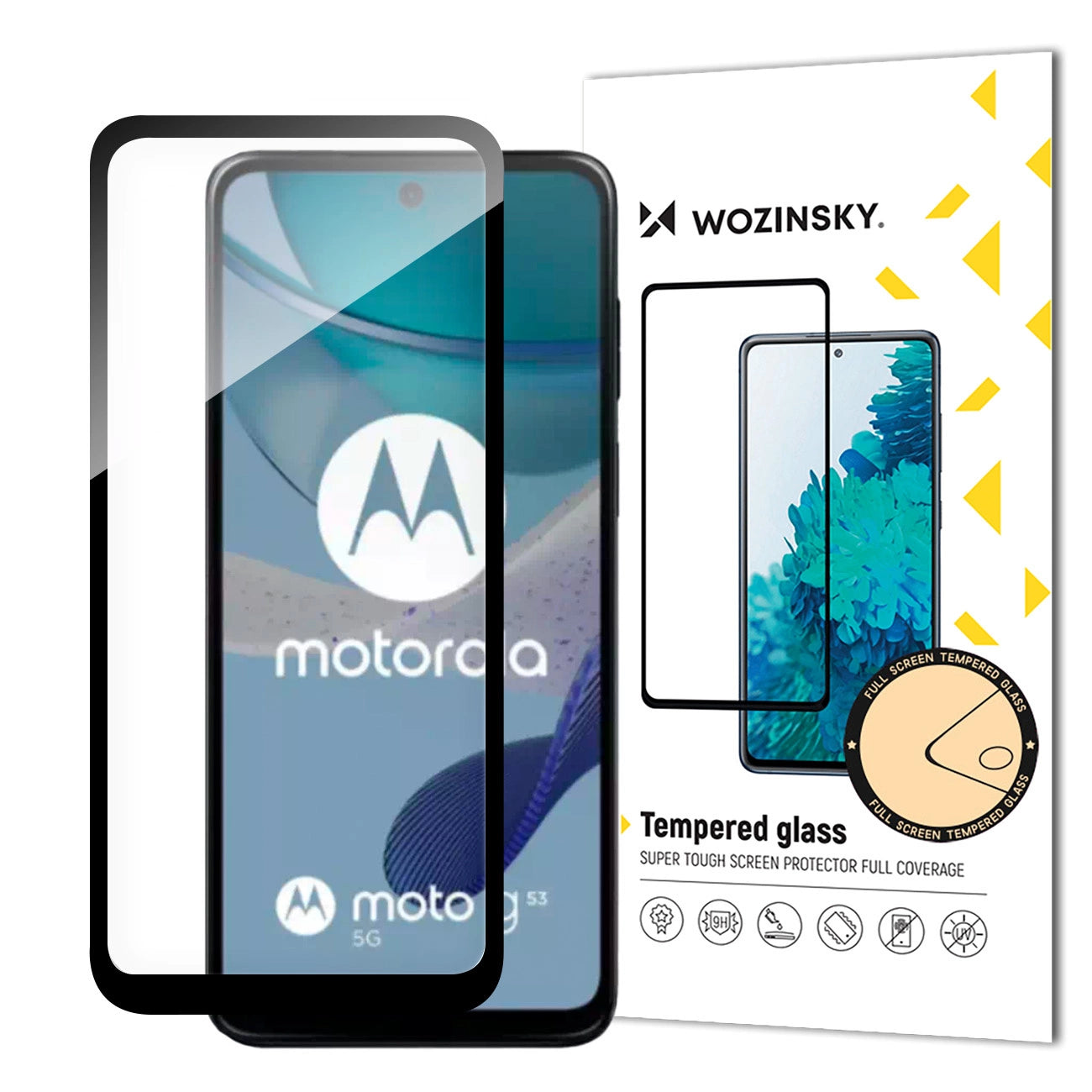 Durable Wozinsky Full Glue Tempered Glass for Motorola G53 Full Screen with Frame - Black_0