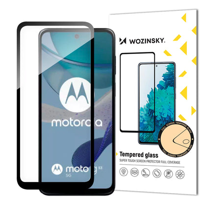 Durable Wozinsky Full Glue Tempered Glass for Motorola G53 Full Screen with Frame - Black_0