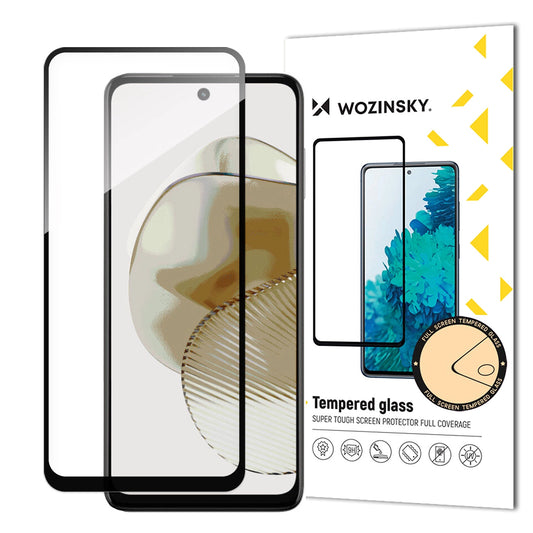 Durable Wozinsky Full Glue Tempered Glass for Motorola G73 Full Screen with Frame - Black_0