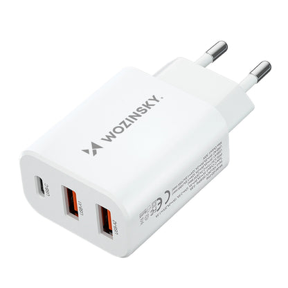 Wozinsky CWCUCW 30W USB-C / 2 x USB-A wall charger - white_2
