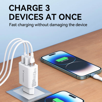 Wozinsky CWCUCW 30W USB-C / 2 x USB-A wall charger - white_8
