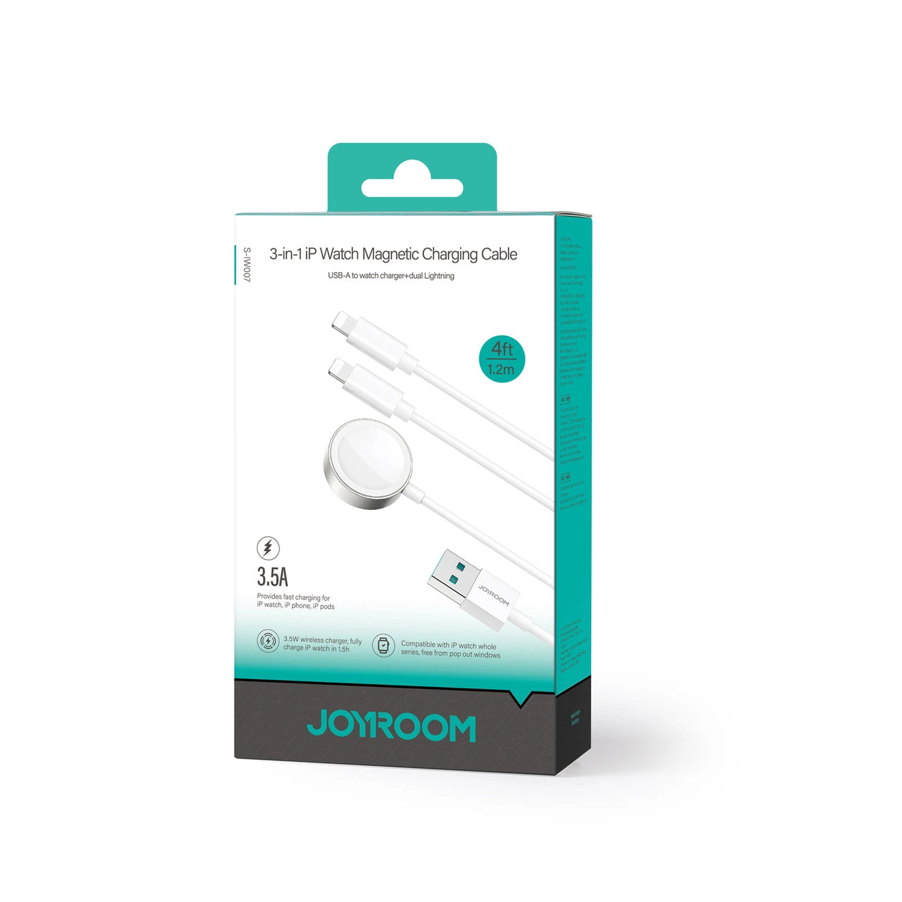 Joyroom S-IW007 3-in-1 cable USB-A magnetic charger - Lightning 1.2m - white_4