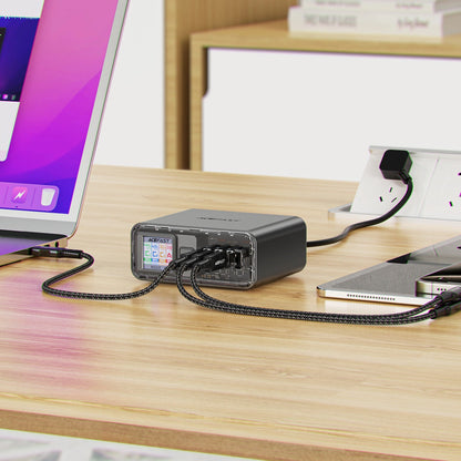 Acefast Z4 PD 218W GaN 3 x USB-C + USB-A Multifunction Adapter with 4 Ports - Gray_8