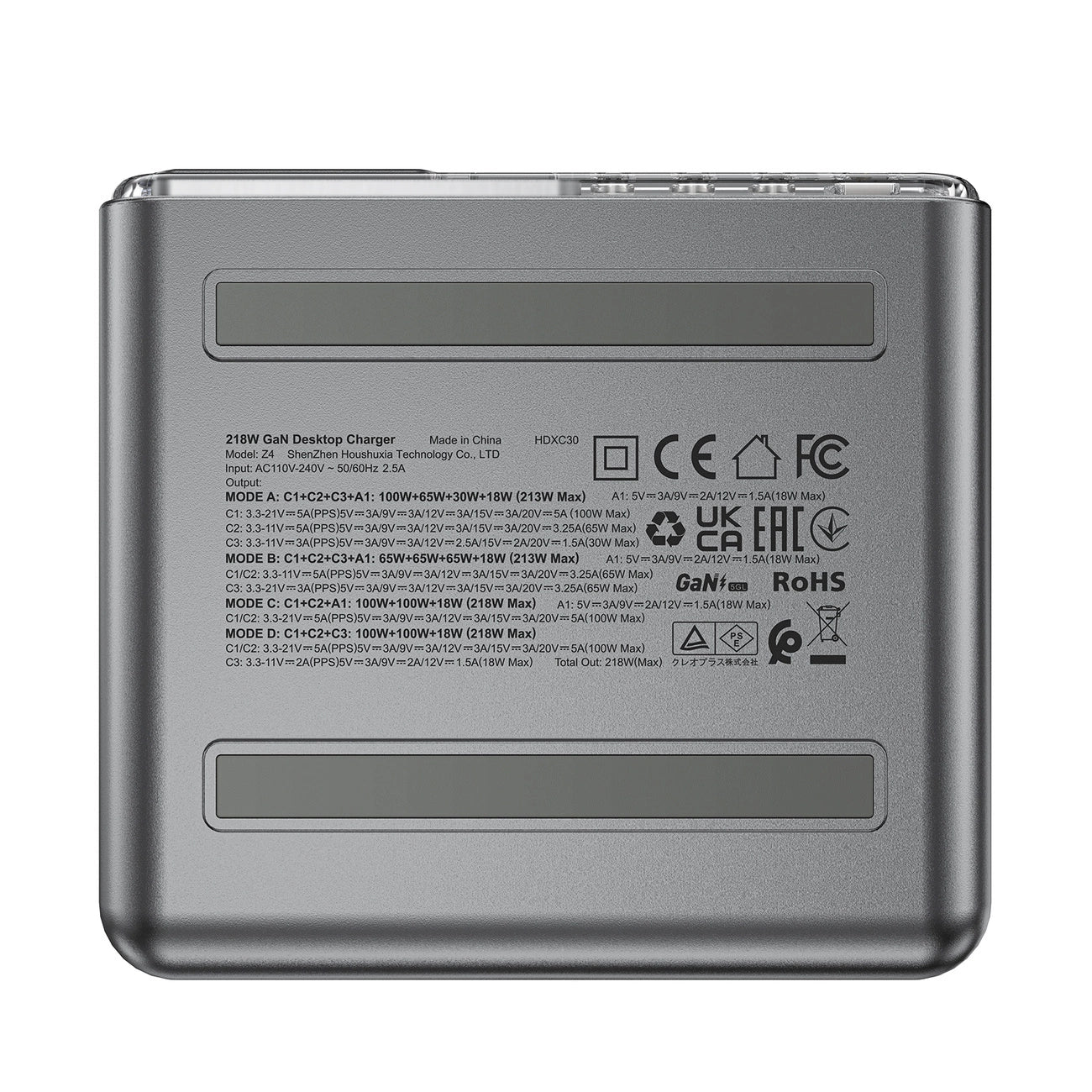Acefast Z4 PD 218W GaN 3 x USB-C + USB-A Multifunction Adapter with 4 Ports - Gray_6