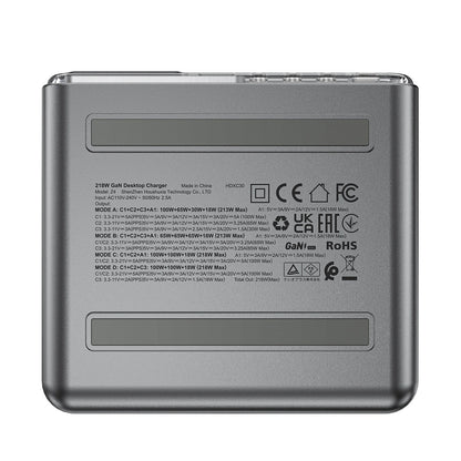 Acefast Z4 PD 218W GaN 3 x USB-C + USB-A Multifunction Adapter with 4 Ports - Gray_6
