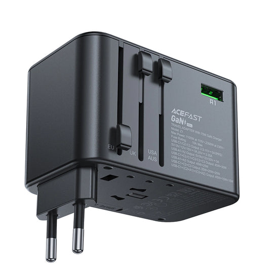 Acefast Z1 GaN 75W PD travel charger adapter 3x USB-C 2x USB-A - black_0
