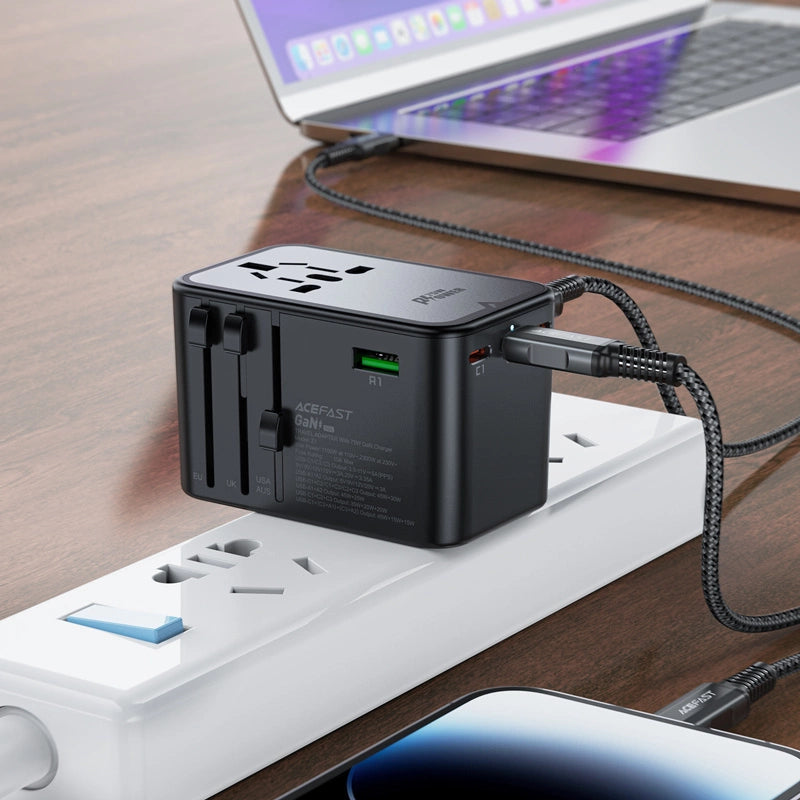 Acefast Z1 GaN 75W PD travel charger adapter 3x USB-C 2x USB-A - black_3