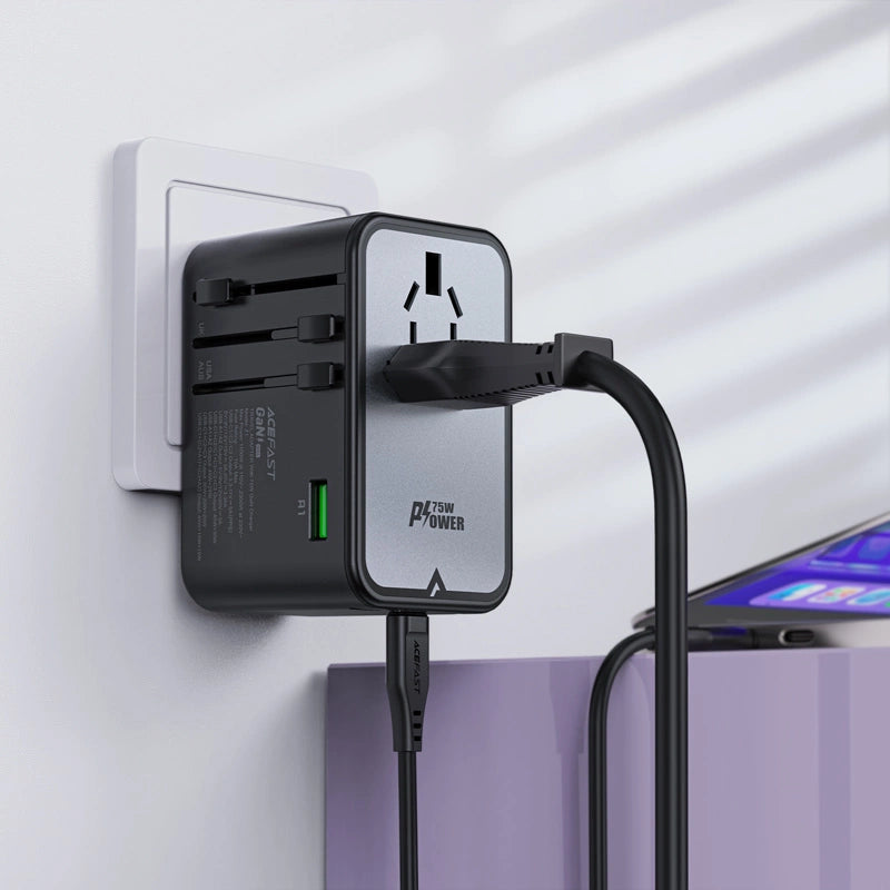 Acefast Z1 GaN 75W PD travel charger adapter 3x USB-C 2x USB-A - black_4