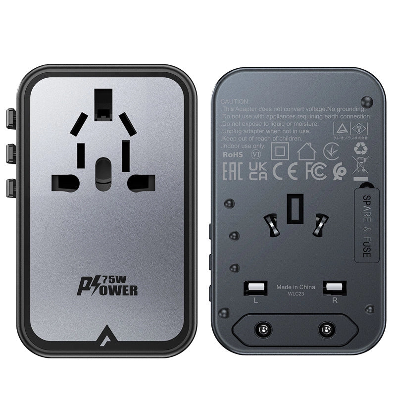 Acefast Z1 GaN 75W PD travel charger adapter 3x USB-C 2x USB-A - black_9