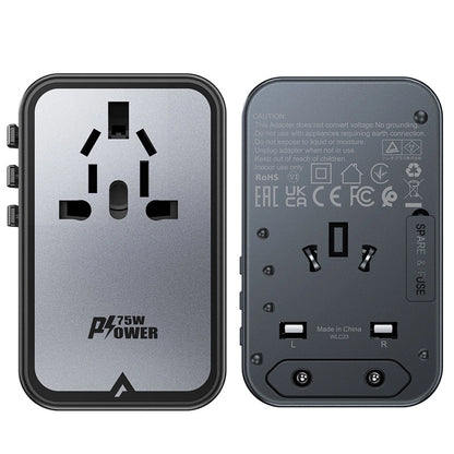Acefast Z1 GaN 75W PD travel charger adapter 3x USB-C 2x USB-A - black_9