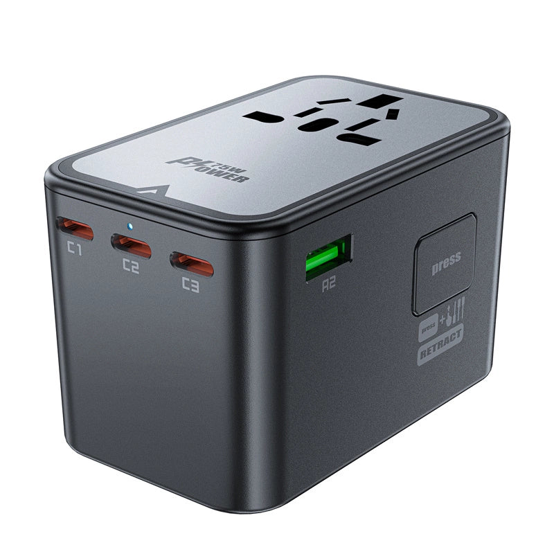 Acefast Z1 GaN 75W PD travel charger adapter 3x USB-C 2x USB-A - black_8