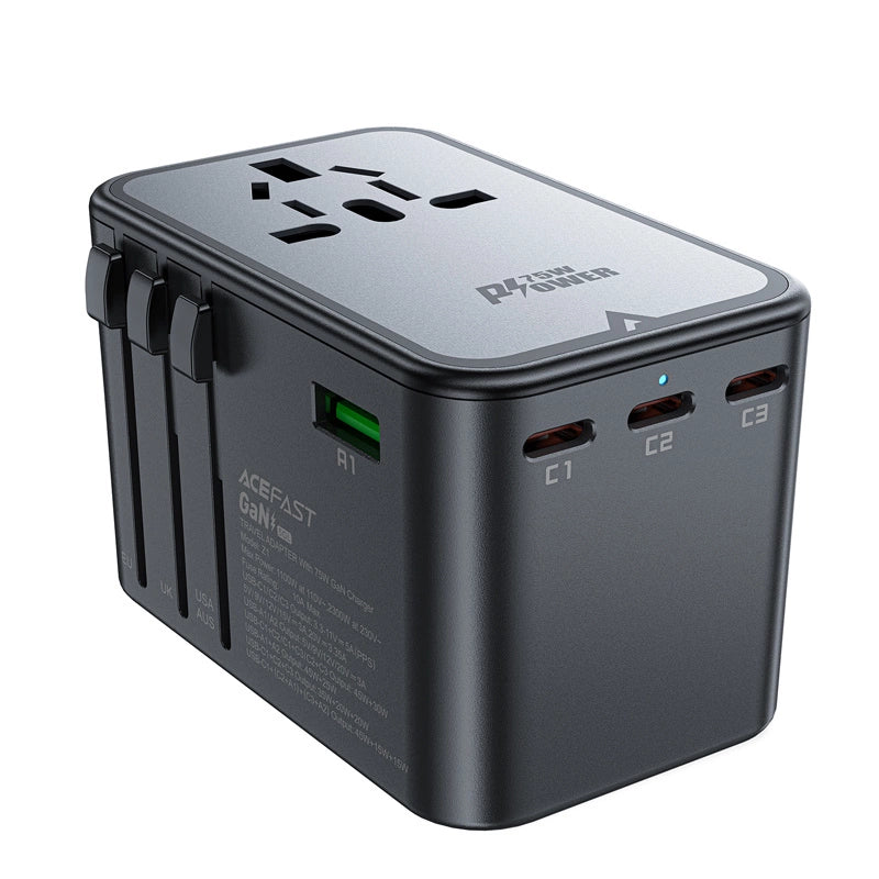 Acefast Z1 GaN 75W PD travel charger adapter 3x USB-C 2x USB-A - black_2