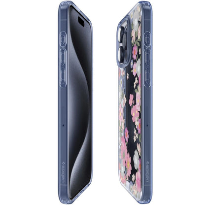 Spigen Liquid Crystal iPhone 15 Pro Case - Pink and Blue Flowers_2