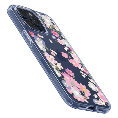 Spigen Liquid Crystal iPhone 15 Pro Case - Pink and Blue Flowers_5