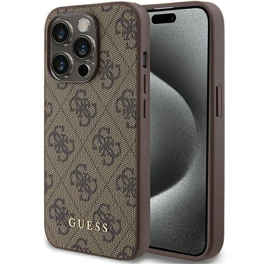 Guess 4G Metal Gold Logo case for iPhone 15 Pro - brown_0