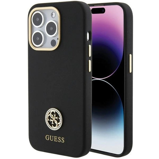 Guess Silicone Logo Strass 4G Case for iPhone 15 Pro - Black_0