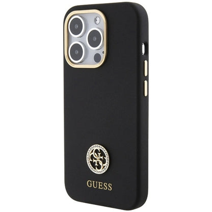 Guess Silicone Logo Strass 4G Case for iPhone 15 Pro - Black_1