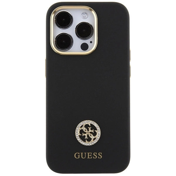 Guess Silicone Logo Strass 4G Case for iPhone 15 Pro - Black_2