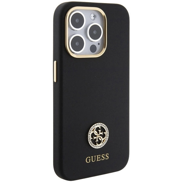 Guess Silicone Logo Strass 4G Case for iPhone 15 Pro - Black_3