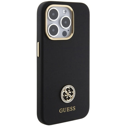 Guess Silicone Logo Strass 4G Case for iPhone 15 Pro - Black_3