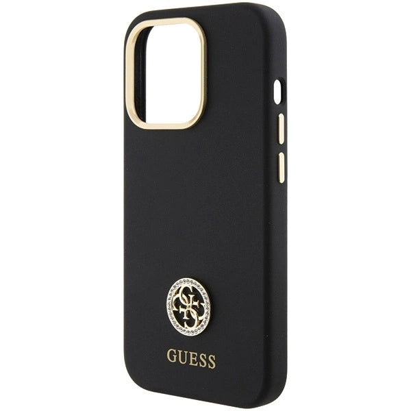 Guess Silicone Logo Strass 4G Case for iPhone 15 Pro - Black_5