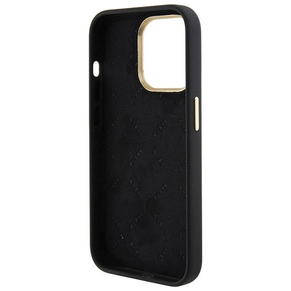 Guess Silicone Logo Strass 4G Case for iPhone 15 Pro - Black_6