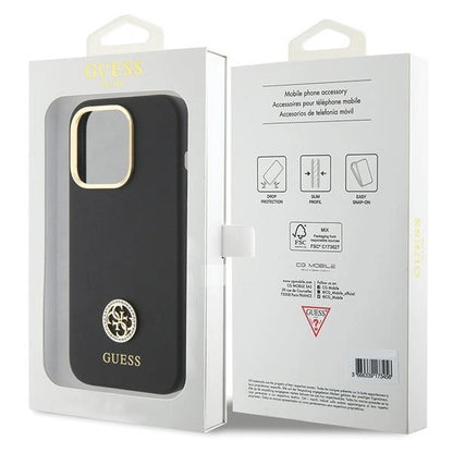 Guess Silicone Logo Strass 4G Case for iPhone 15 Pro - Black_7