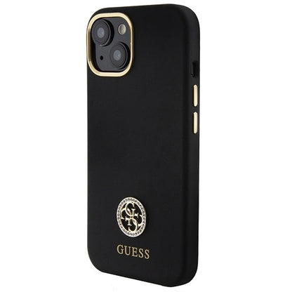 Guess Silicone Logo Strass 4G Case for iPhone 15 - Black_1