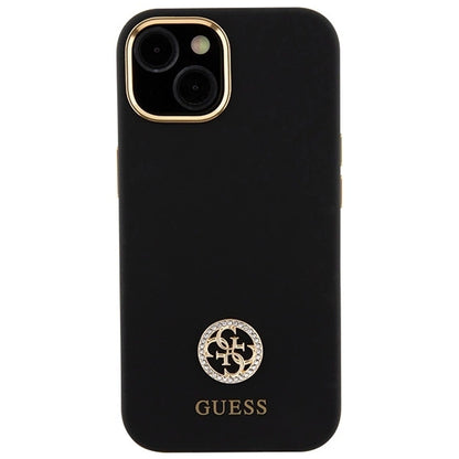Guess Silicone Logo Strass 4G Case for iPhone 15 - Black_2