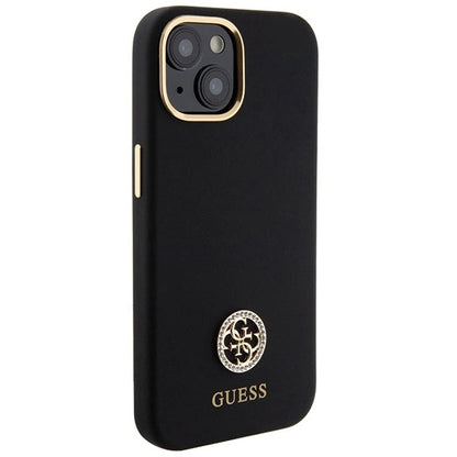 Guess Silicone Logo Strass 4G Case for iPhone 15 - Black_3