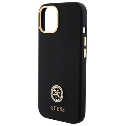 Guess Silicone Logo Strass 4G Case for iPhone 15 - Black_5