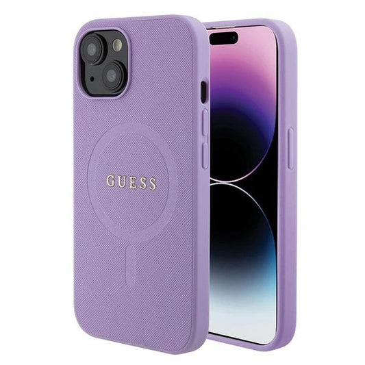 Guess Saffiano MagSafe case for iPhone 15 Plus - purple_0