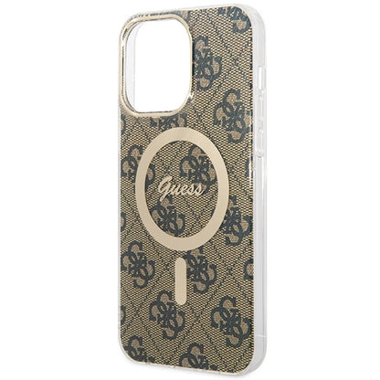 Guess IML 4G MagSafe Case for iPhone 15 Pro Max - Brown_4