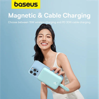 Baseus Magnetic Mini MagSafe 10000mAh 20W powerbank with built-in Lightning cable - blue + Baseus Simple Series USB-C - USB-C 60W 0.3m cable_11