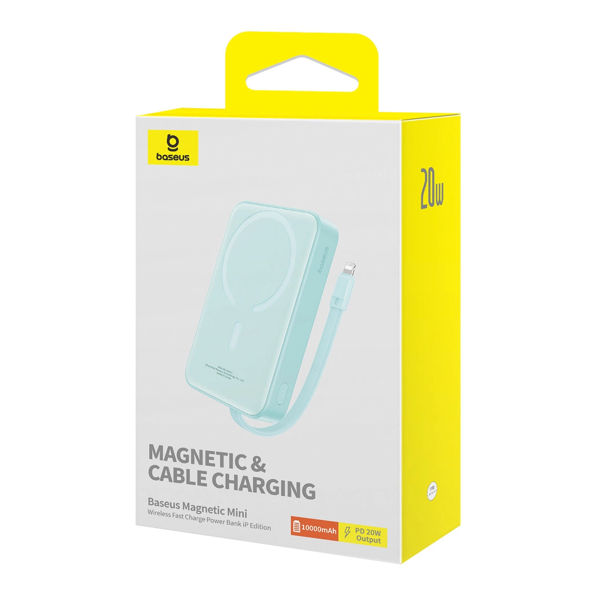 Baseus Magnetic Mini MagSafe 10000mAh 20W powerbank with built-in Lightning cable - blue + Baseus Simple Series USB-C - USB-C 60W 0.3m cable_5