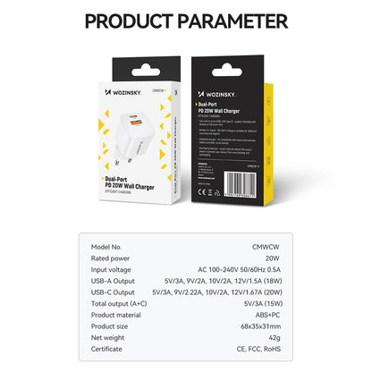 Wozinsky CMWCW 20W USB-C / USB-A wall charger - white_7