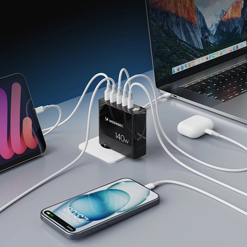 Wozinsky CGWCB 140W GaN wall charger 3 x USB-C / 2 x USB-A - black_9