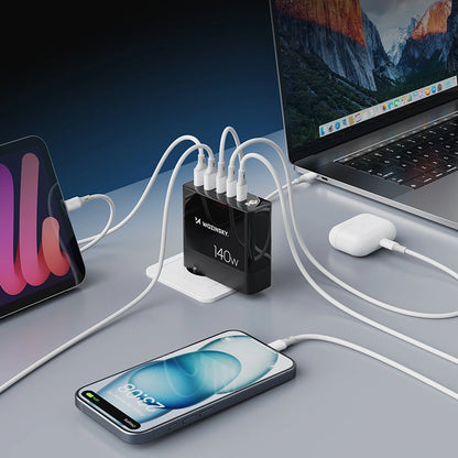 Wozinsky CGWCB 140W GaN wall charger 3 x USB-C / 2 x USB-A - black_9