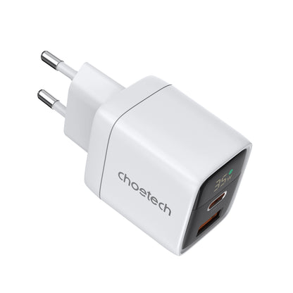 Choetech PD6052 USB-C USB-A PD 35W GaN wall charger with display - white_1