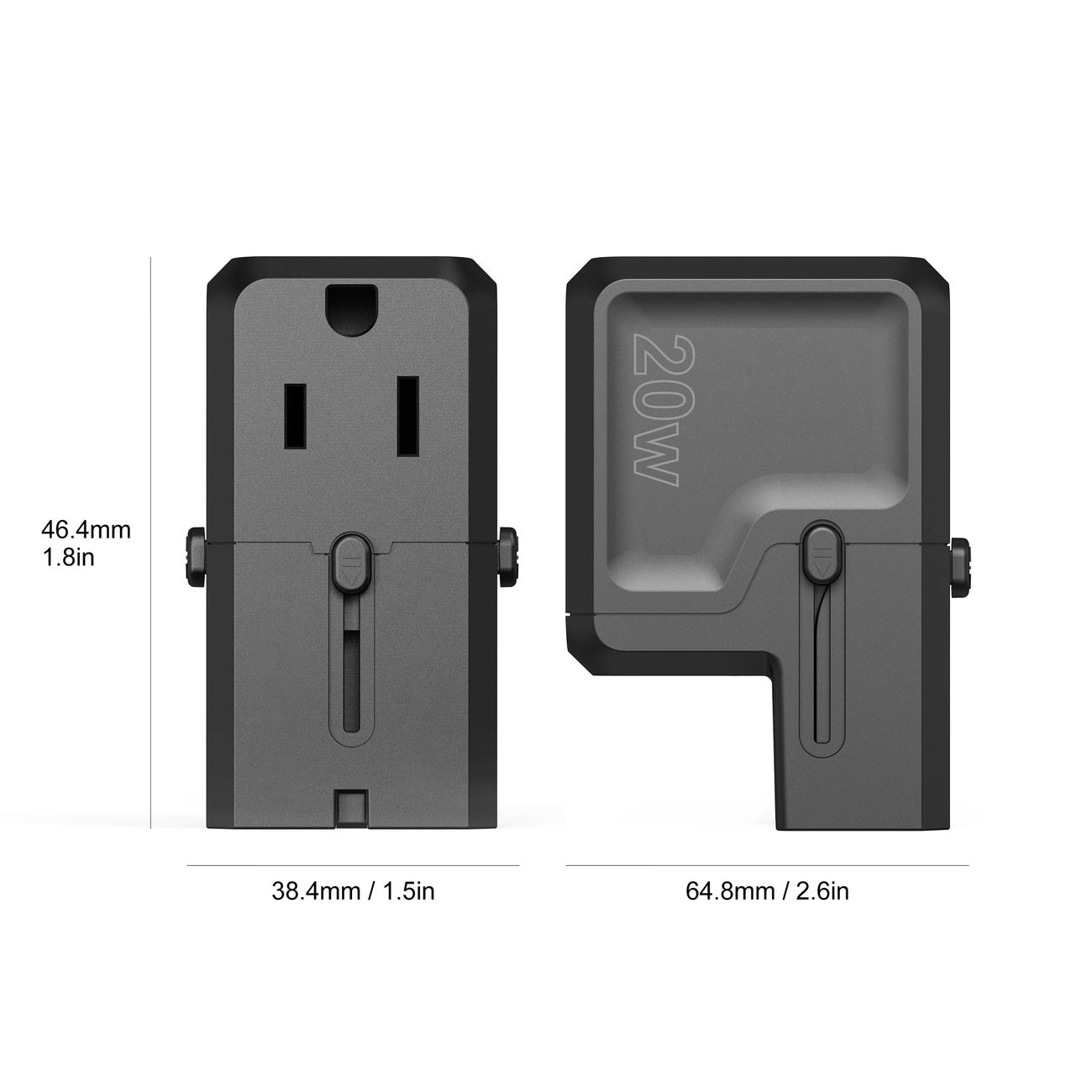 Choetech PD6038 USB-C USB-A PD 20W Travel Charger USA EU UK AU - Black_11