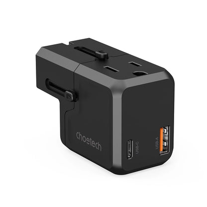 Choetech PD6038 USB-C USB-A PD 20W Travel Charger USA EU UK AU - Black_4