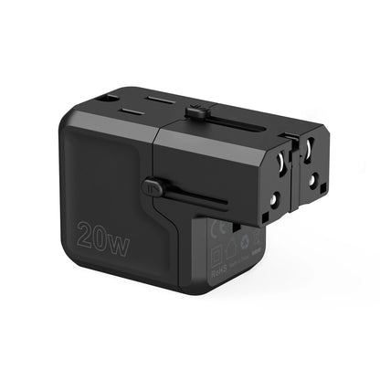 Choetech PD6038 USB-C USB-A PD 20W Travel Charger USA EU UK AU - Black_6