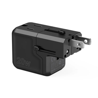 Choetech PD6038 USB-C USB-A PD 20W Travel Charger USA EU UK AU - Black_7