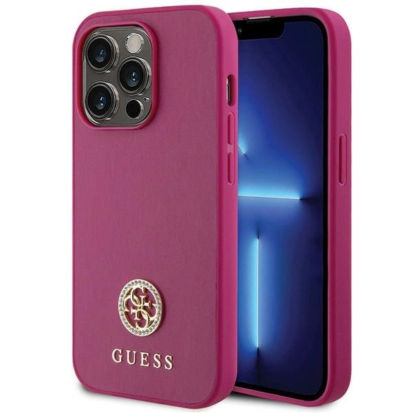 Guess GUHCP15XPS4DGPP iPhone 15 Pro Max 6.7" pink/pink hardcase Strass Metal Logo_0
