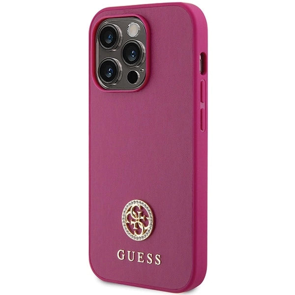 Guess GUHCP15XPS4DGPP iPhone 15 Pro Max 6.7" pink/pink hardcase Strass Metal Logo_1
