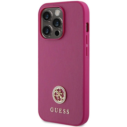 Guess GUHCP15XPS4DGPP iPhone 15 Pro Max 6.7" pink/pink hardcase Strass Metal Logo_1