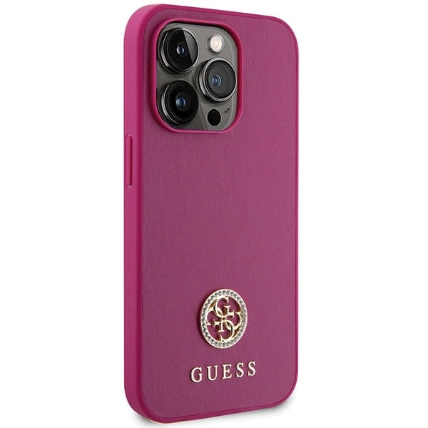 Guess GUHCP15XPS4DGPP iPhone 15 Pro Max 6.7" pink/pink hardcase Strass Metal Logo_3