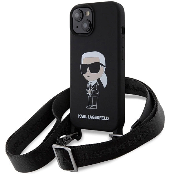 Karl Lagerfeld KLHCP15SSCBSKNK iPhone 15 6.1" hardcase black/black Crossbody Silicone Ikonik_0